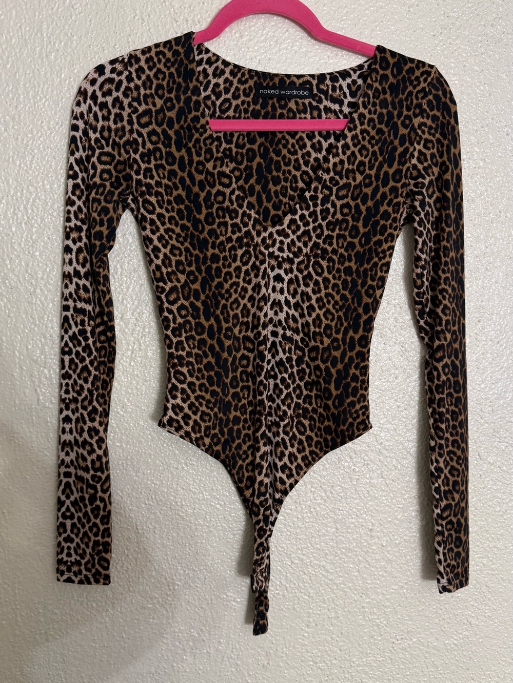 Naked Wardrobe Leopard Print snap closure bodysuit- Brown & Black size small